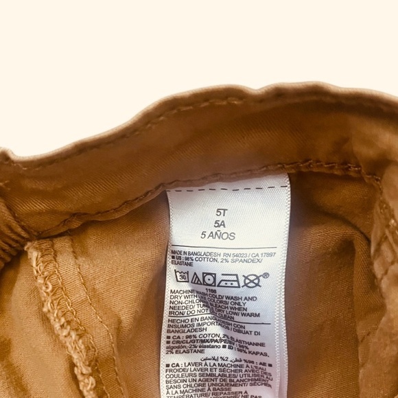 Old Navy casual straight canvas utility pants tan/ khaki boys 5 T pockets button - Picture 10 of 11